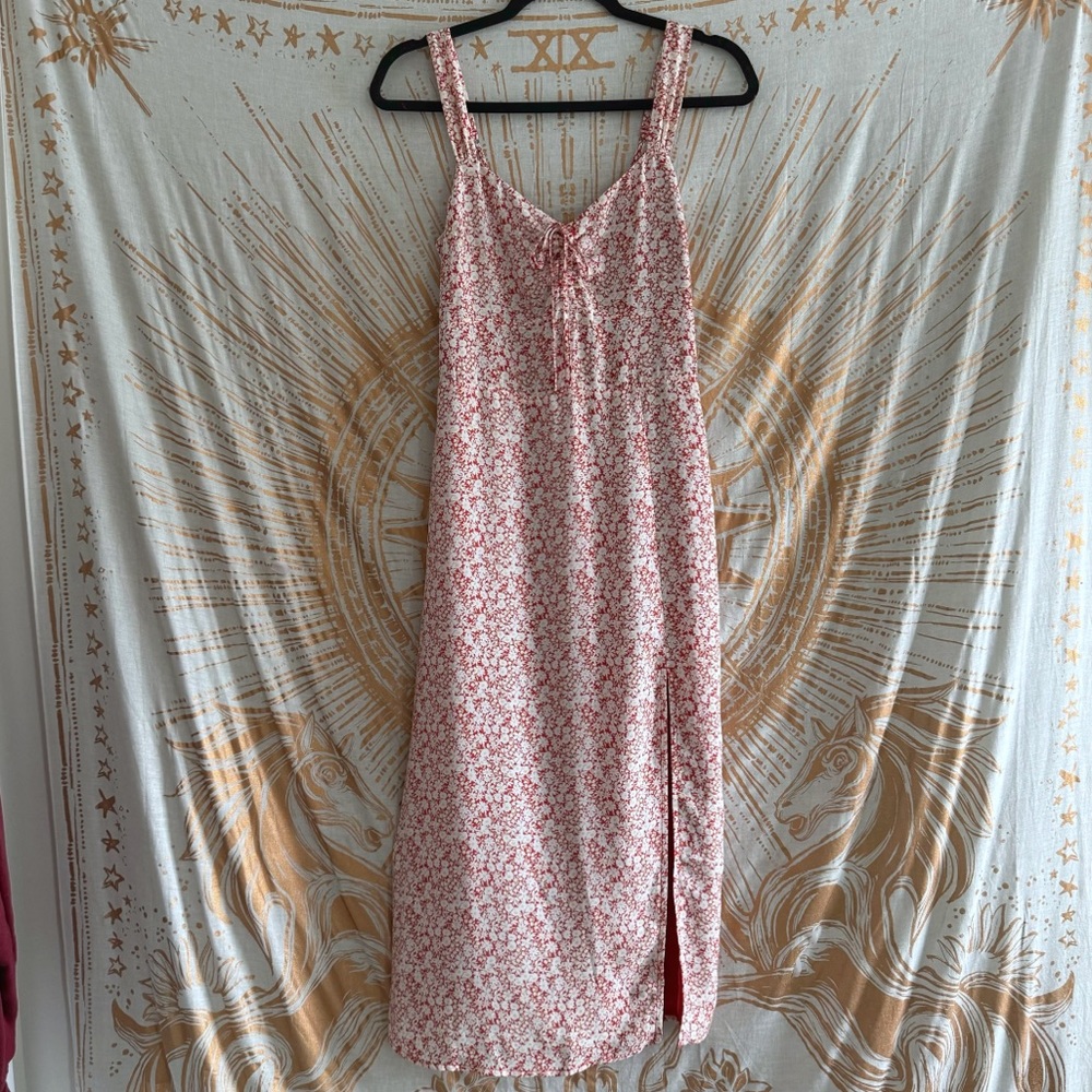 Abercrombie & Fitch Cinch Front Midi Dress red size Small Tall